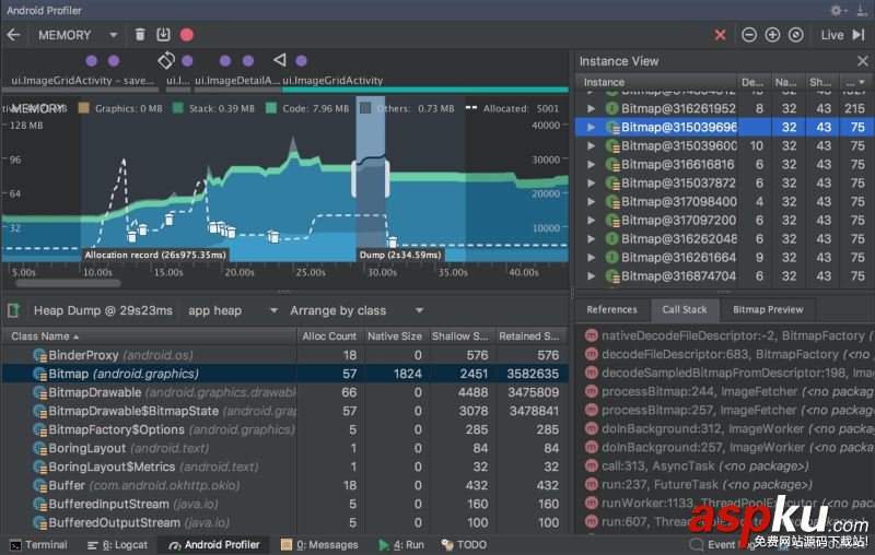 android,studio3.0,profiler分析器,memory,network,cpu