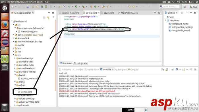 Android,xml,Helloworld