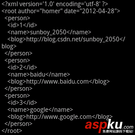 android,pull解析xml,xmlpull解析
