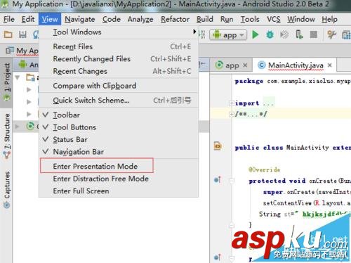 Android studio,演示模式