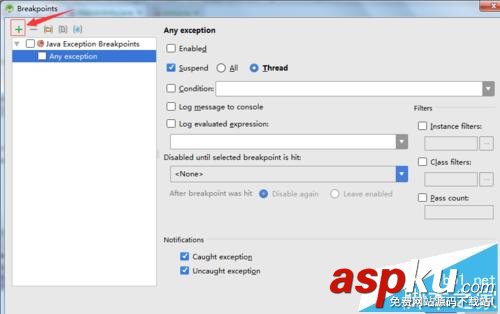 Android studio怎么给代码设置异常断点?
