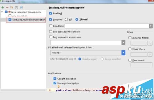 Android studio怎么给代码设置异常断点?