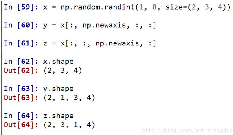 numpy,维度,newaxis