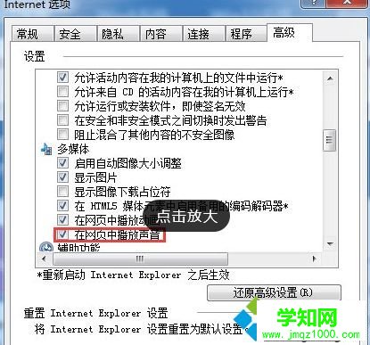 找到“在网页中播放声音”