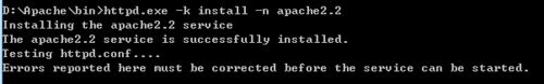输入：httpd.exe -k install -n apache2.