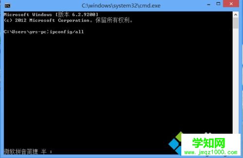 输入ipconfig/all