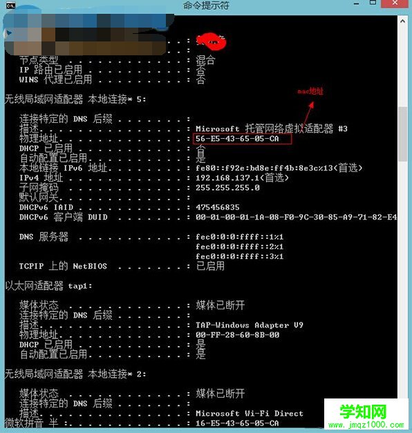 查看MAC地址的方法