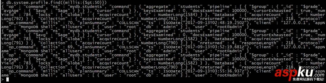 mongodb,查询耗时,查询记录,查询