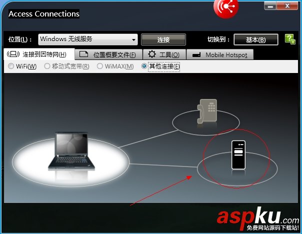 有线网,Access,Connections,创建共享热点,共享热点