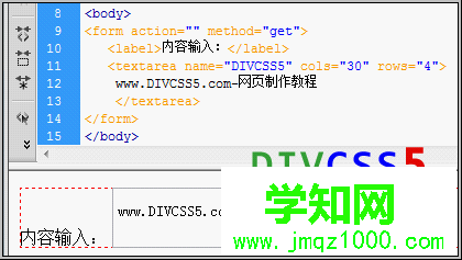 textarea文本输入域表单用法案例截图