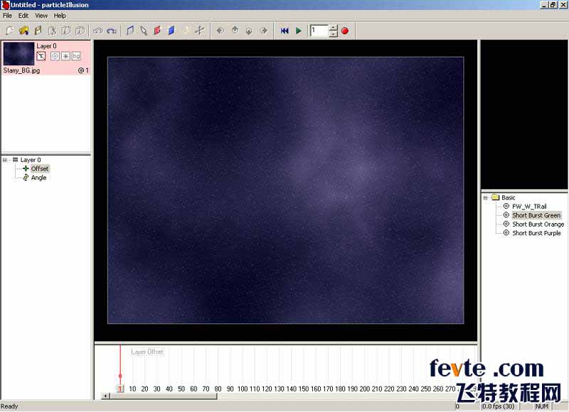 ParticleIllusion基础教程添加背景图及发射器 飞特网 fevte.com