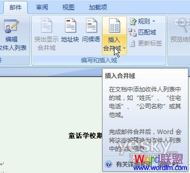 插入合并域