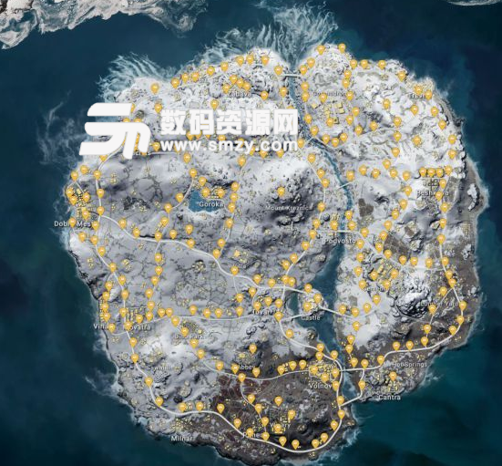 绝地求生雪地刷车刷船及资源分布地图介绍