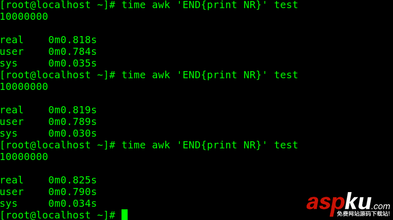 Linux,统计行数,效率测试