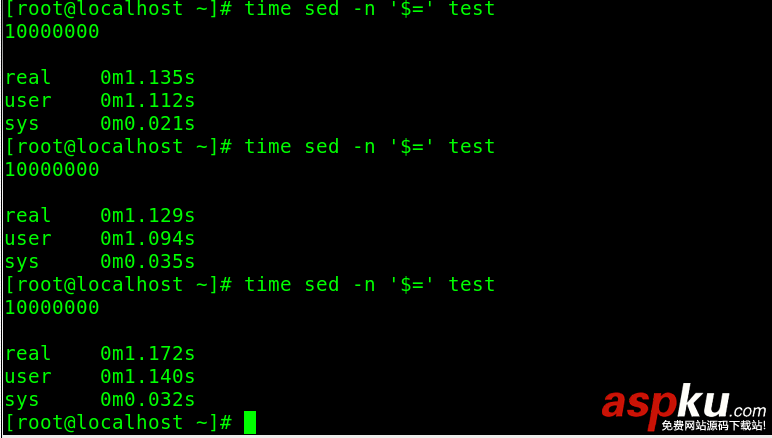 Linux,统计行数,效率测试