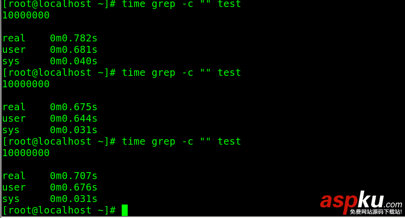 Linux,统计行数,效率测试