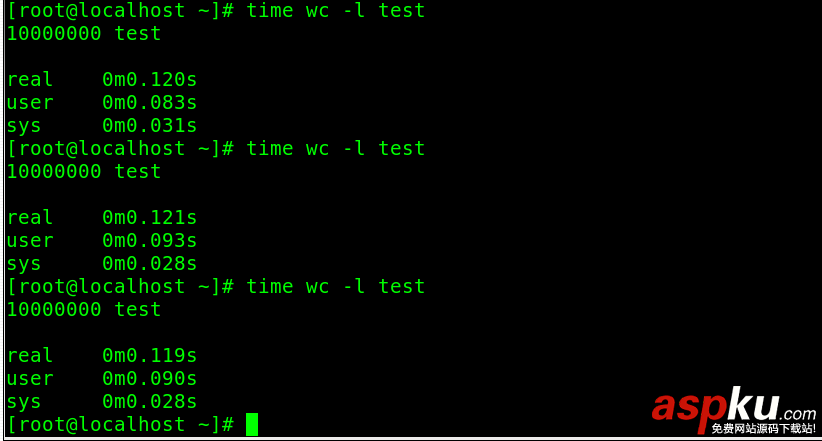 Linux,统计行数,效率测试