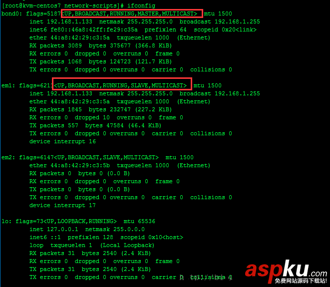 CentOS7,NIC,绑定