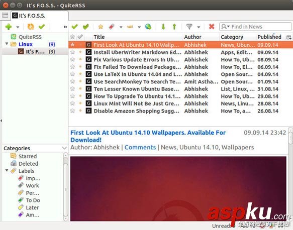 QuiteRSS,Linux,阅读器