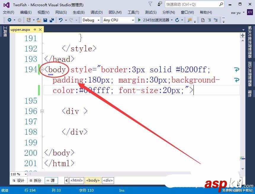 body,VisualStudio,布局格式