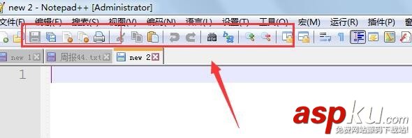 notepad++,工具栏
