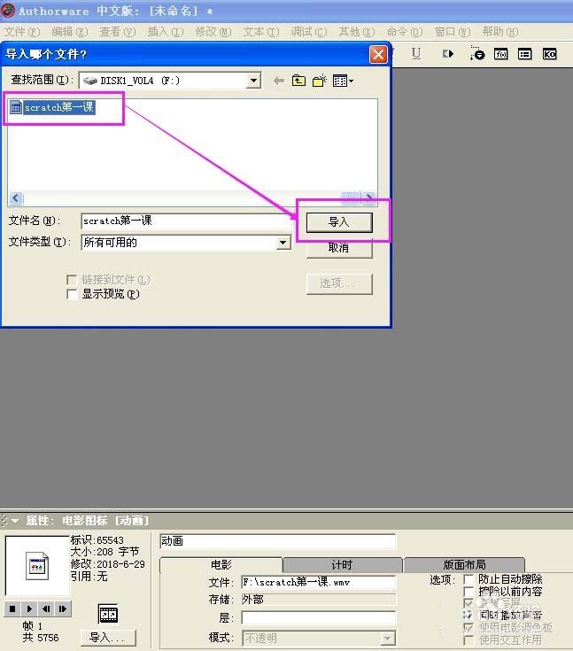 Authorware,导入电影