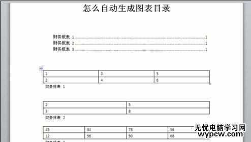 word2010中如何自动生成图表目录