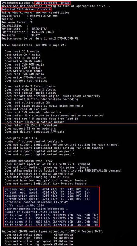  Linux下如何检测DVD刻录机的设备名及写入速度