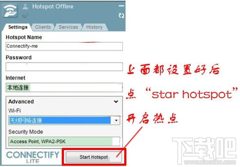 Connectify start hotspot