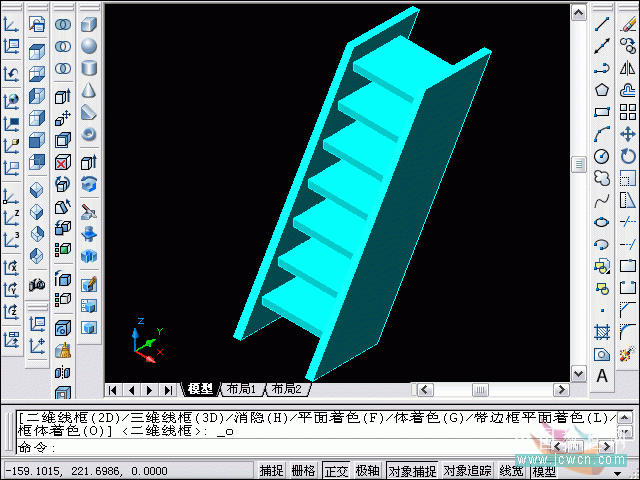 AutoCAD建模楼梯 武林网 AutoCAD教程