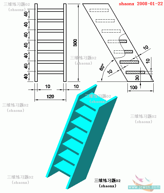 AutoCAD建模楼梯 武林网 AutoCAD教程