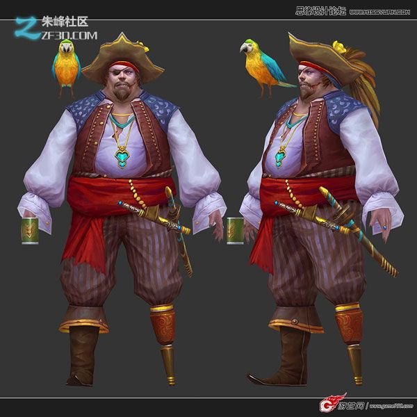 3d制作网游中胖胖的海盗效果图,PS教程,思缘教程网