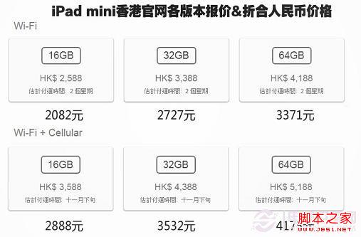 iPad Mini各版本与价格汇总