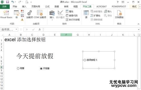 excel2013制作选项按钮的方法