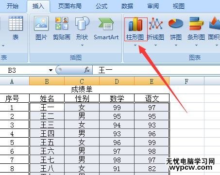 excel中制作成绩图表的步骤