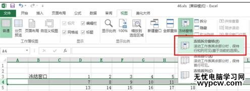 excel2013 冻结窗口的教程