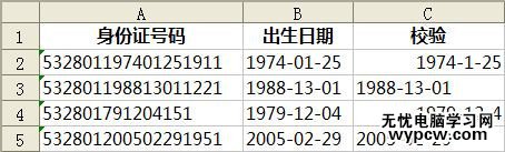 通过wps转换工具进行校验身份证号码