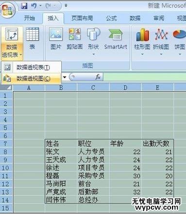 excel2010数据透视图的说明