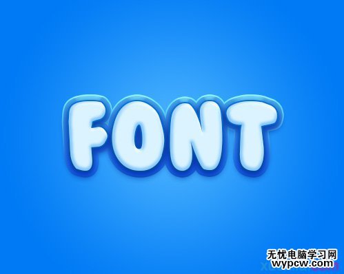 Photoshop制作简洁清爽的蓝色描边浮雕字