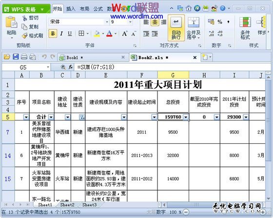 WPS表格中实现分类快速求和方法