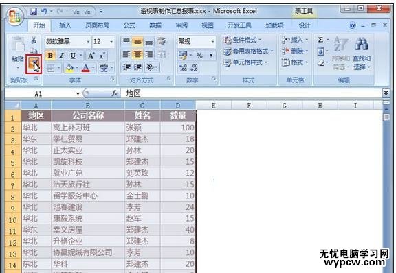 excel表格透视表的使用方法