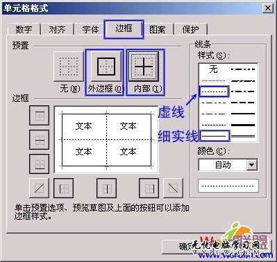 边框设置虚线和细线