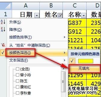 excel2007按照颜色筛选的教程