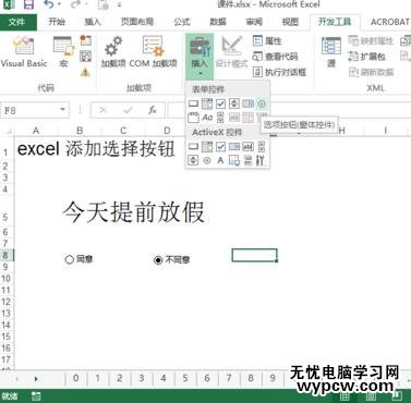 excel2013制作选项按钮的方法