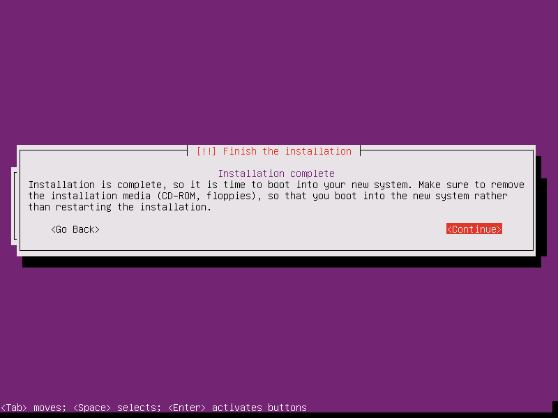 Finish Ubuntu 16.04 Server Installation