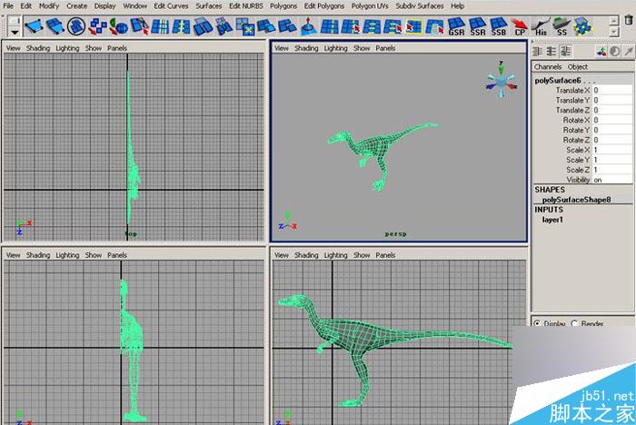 MAYA 7.0恐龙建模教程 武林网 MAYA建模教程