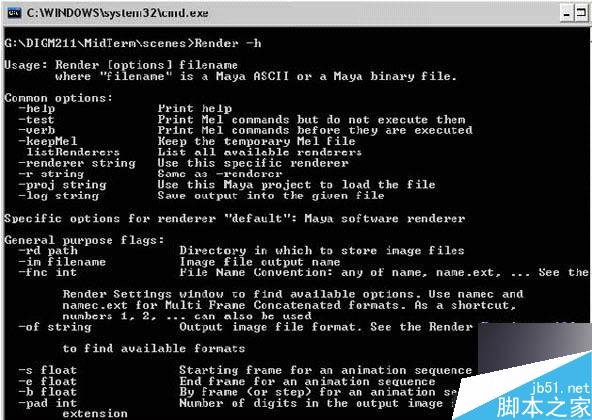 用DOS命令进行MAYA渲染 武林网 MAYA材质灯光