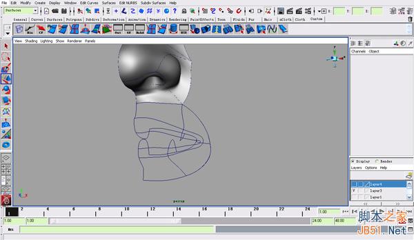MAYA NURBS制作高精度生物模型详解 武林网 MAYA建模教程