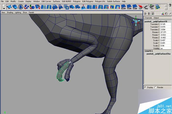 MAYA 7.0恐龙建模教程 武林网 MAYA建模教程