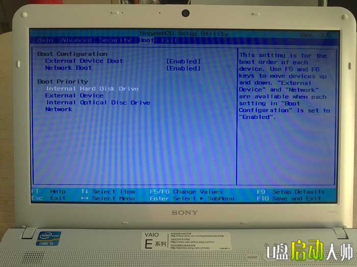 索尼笔记本进Bios设置U盘启动